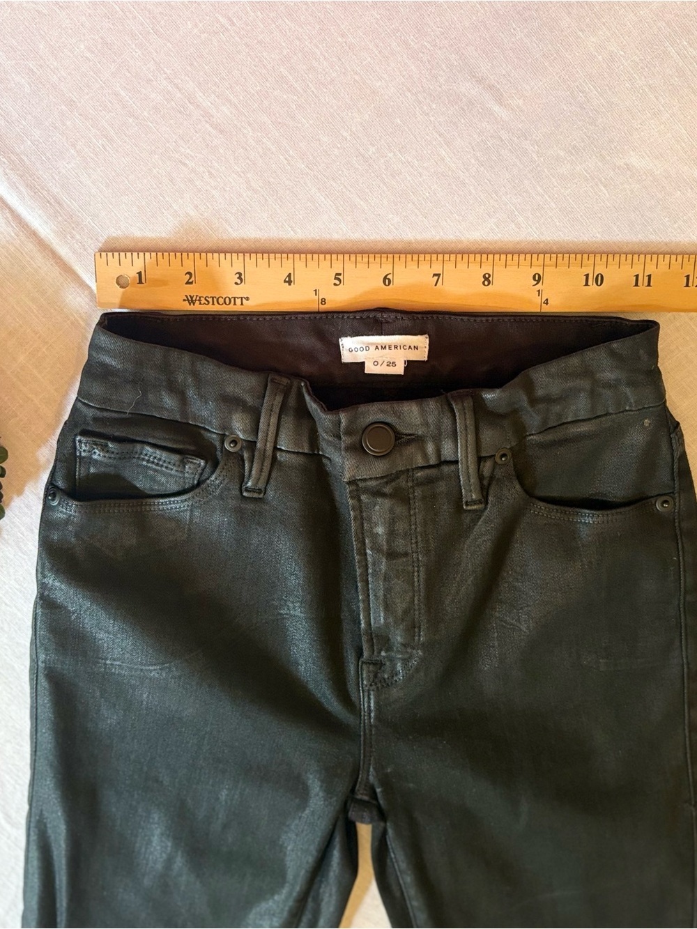Good American Black High-Shine Skinny Faux Leather Jeans - Picture 9 of 10